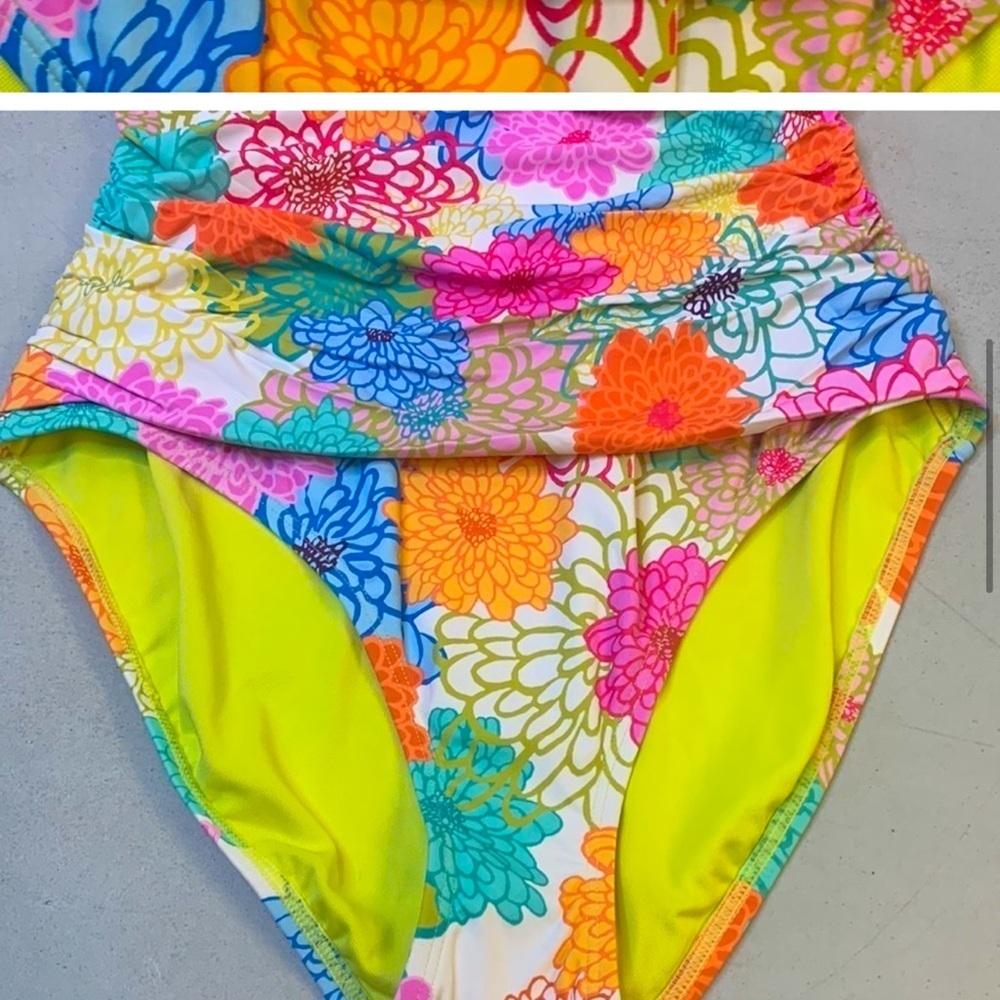 BLEU Rod Beattie SWIMSUIT, SHIRRED Slimming Tummy Control Bright Colorful $129 - Picture 10 of 15